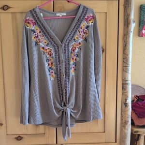 ANDREE BY UNIT Taupe Waffle Knit Top